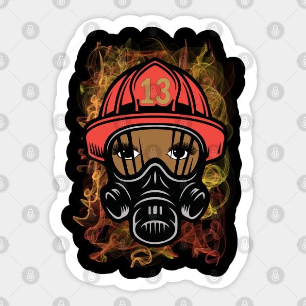 Female Firefighter and Flames Sticker by Miozoto_Design